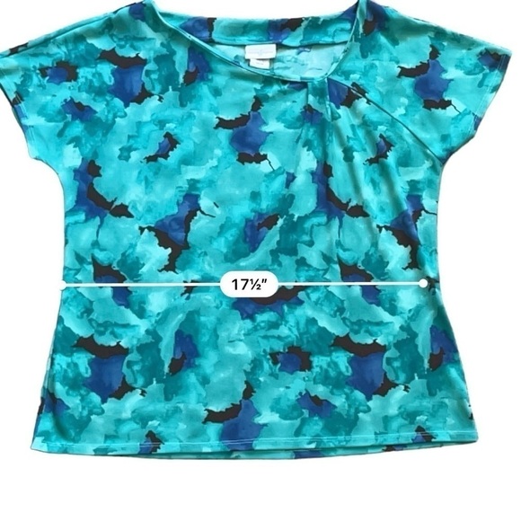 JACKLYN Smith watercolor tie-dye print blouse asymmetric ruffled neckline M - Picture 14 of 15